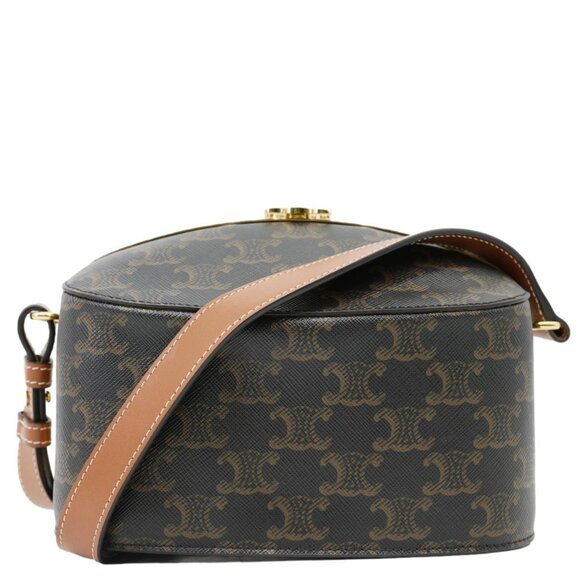 Celine  Lunch Box Triomphe Canvas Shoulder Bag Brown - Picture 1 of 14